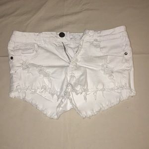 White frayed shorts